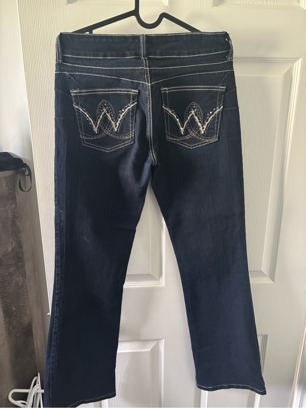 Wrangler Women’s Dark Blue Rhinestone Embroidered Pocket Jeans